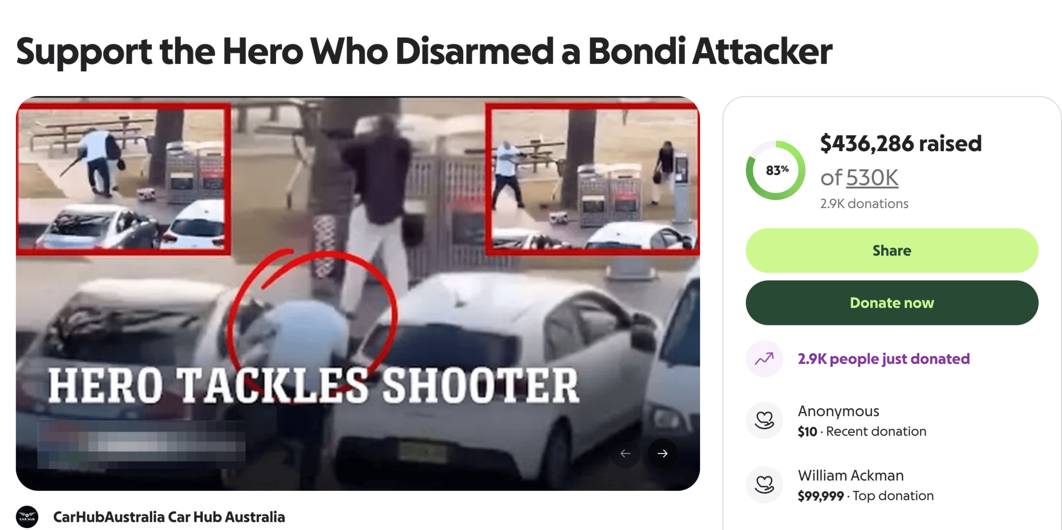 澳枪击案空手夺枪男子系水果店老板,美亿万富翁捐近10万美元